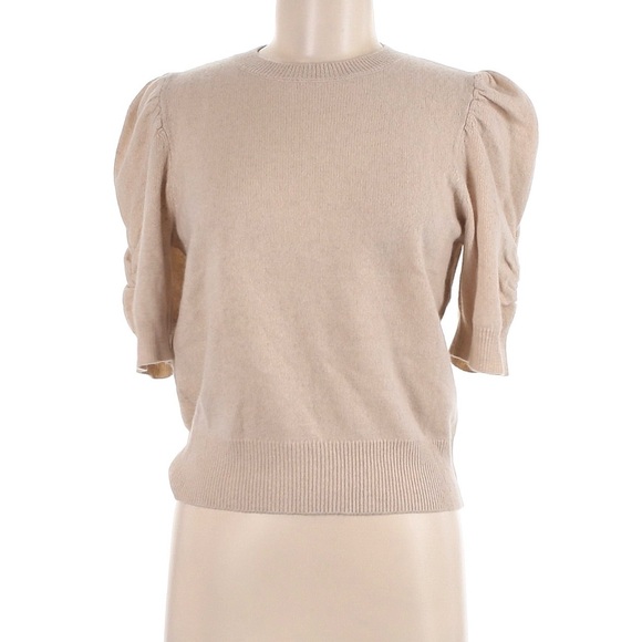 Frame Denim Sweaters - FRAME Beige Puff Sleeve Cashmere Sweater M